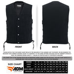 ADM Leather SOA Style Denim Motorcycle Vest, Men’s Biker Club Vest, Concealed Carry Pockets, Side Laces V Neck Riding Vest ADM LEATHER