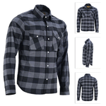 ADM Leather Flannel Shirt, Men’s Quilted Motorcycle Shirt, Black Charcoal Check Heavyweight Biker Shirt Jacket, Rugged Thick Outdoor Riding Shirt ADM LEATHER
