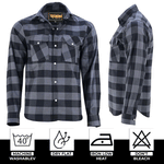 ADM Leather Flannel Shirt, Men’s Quilted Motorcycle Shirt, Black Charcoal Check Heavyweight Biker Shirt Jacket, Rugged Thick Outdoor Riding Shirt ADM LEATHER