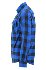ADM Leather Men’s Flannel Blue Black check Motorbike Shirt – Heavyweight, Quilted, Checked Durable ,Thick Men’s Outdoor Rugged Flannel Shirt Jacket ADM LEATHER