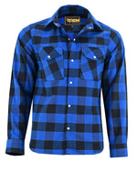 ADM Leather Men’s Flannel Blue Black check Motorbike Shirt – Heavyweight, Quilted, Checked Durable ,Thick Men’s Outdoor Rugged Flannel Shirt Jacket ADM LEATHER